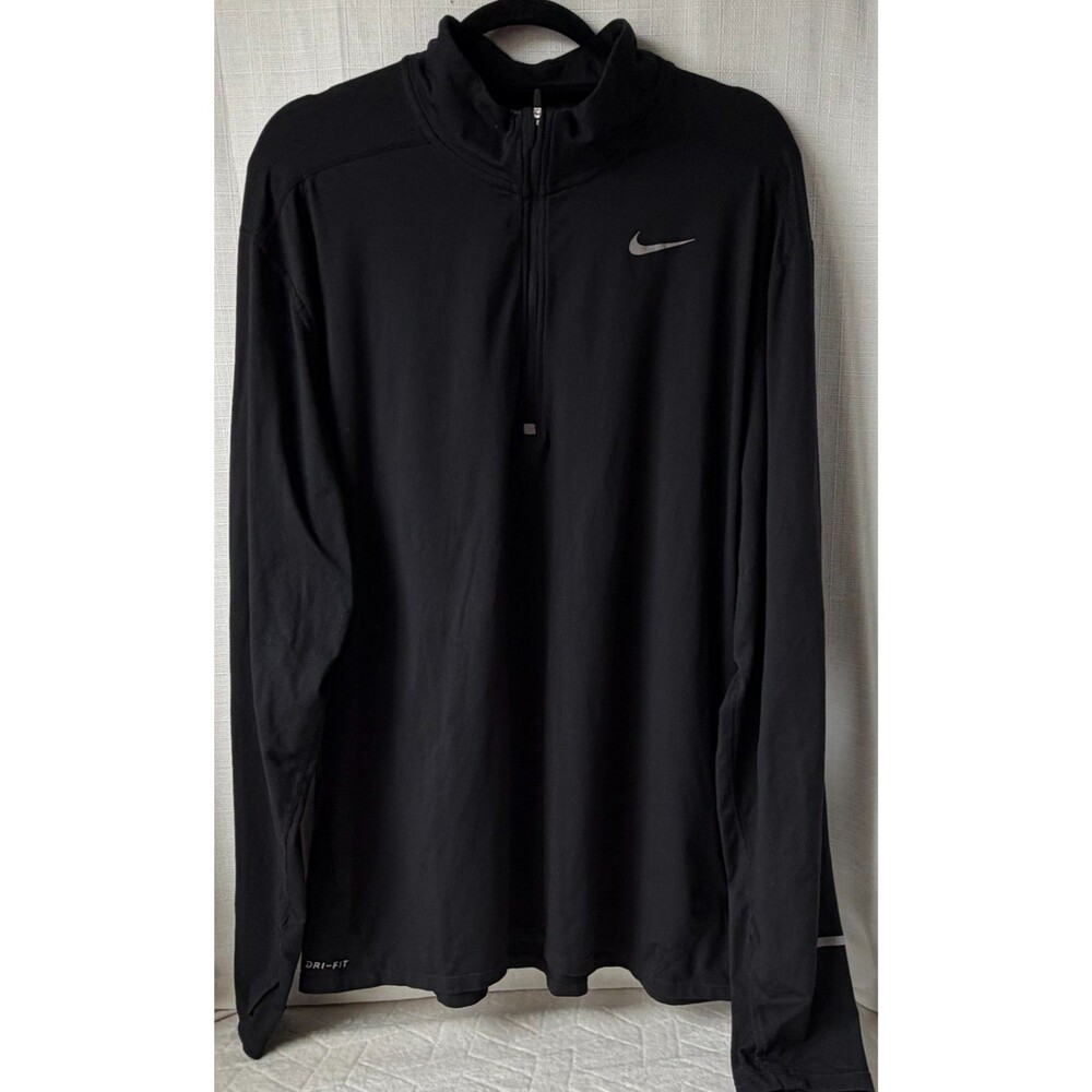 Nike Dri-FIT Pullover Mens XXL 2XL Black Half Zip Long Sleeve Running Stretch